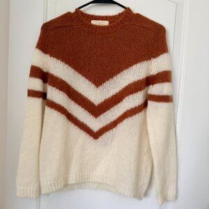Sézane Joy Jumper Chevron Knit Sweater Caramel and Cream XS